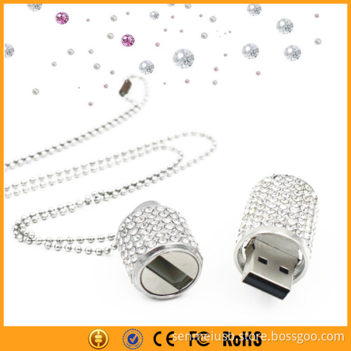Crystal Cylindrical Jewelry Wedding Favors USB 8GB 16GB 32GB